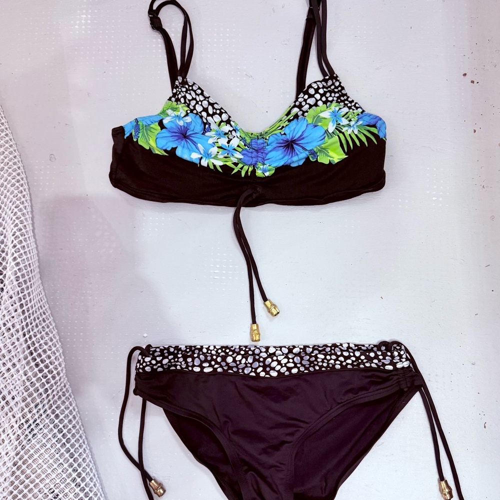 Coco Reef Black and Blue Bikini with Adjustable Straps